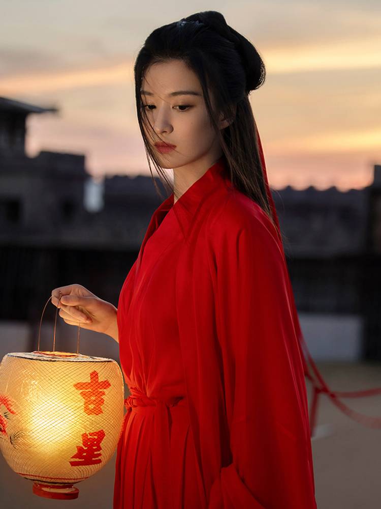 Red Wei and Jin ancient style martial arts costume Han clothing female Chinese style classical dance performance suit suits super fairy gas elegant