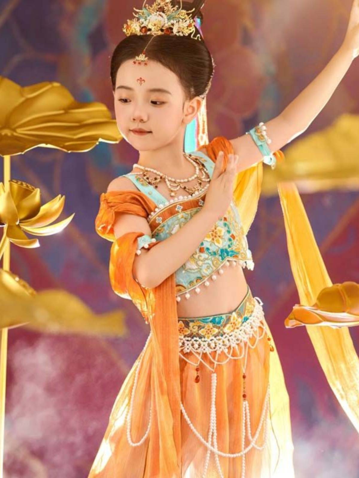 Dunhuang Feitian Er 5 Children's Classical Dance Bounce Pipa Performance Servant 6 Tong Guo Guo Feng Hanfu Performance Service