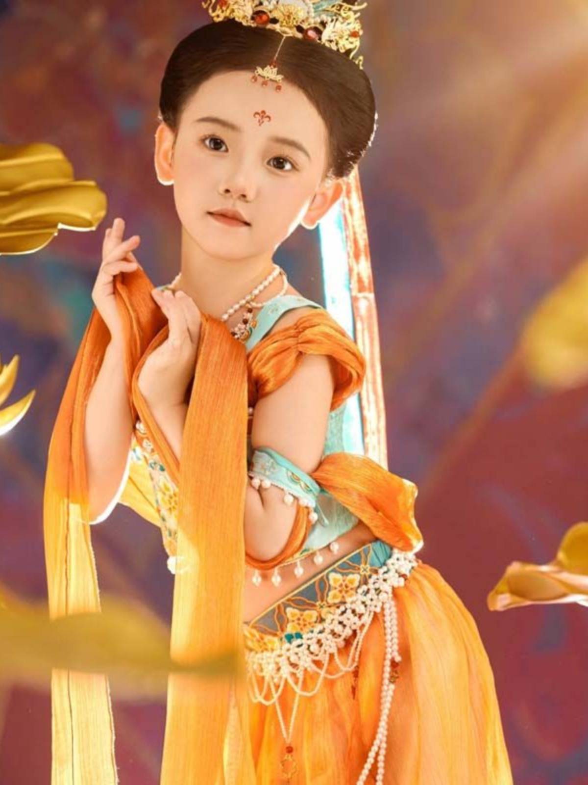 Dunhuang Feitian Er 5 Children's Classical Dance Bounce Pipa Performance Servant 6 Tong Guo Guo Feng Hanfu Performance Service