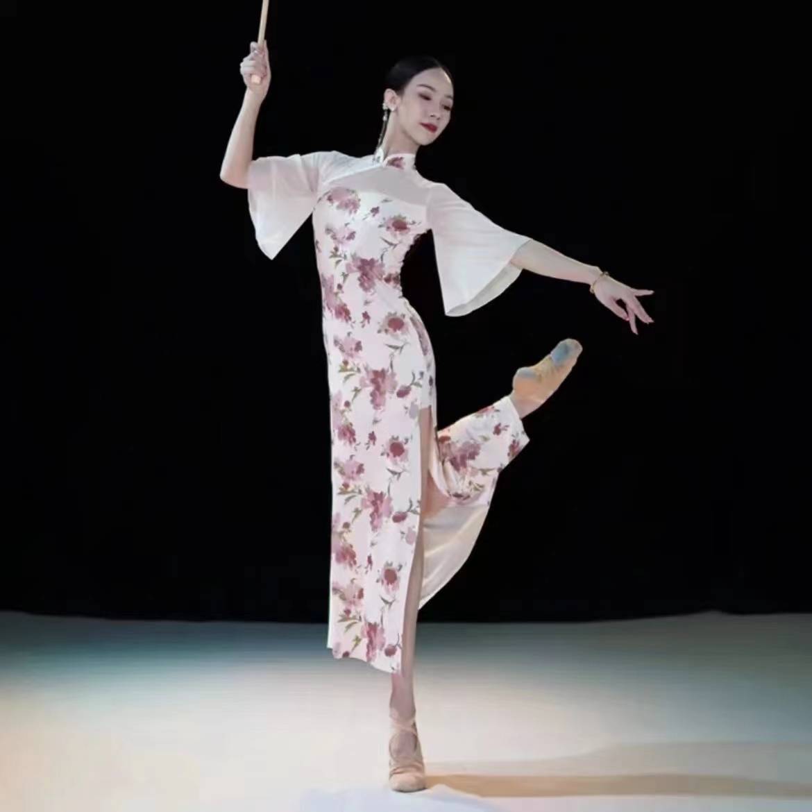 Xia Hui, the same world fireworks classical dance clothing Chinese style dancing dedicated elastic cheongsam practice performance clothing