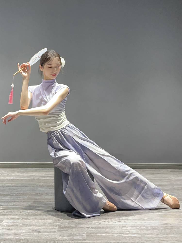 Modern dance service female Xia Gao's body gradient short -sleeved dance top classical dance exercise body training suit