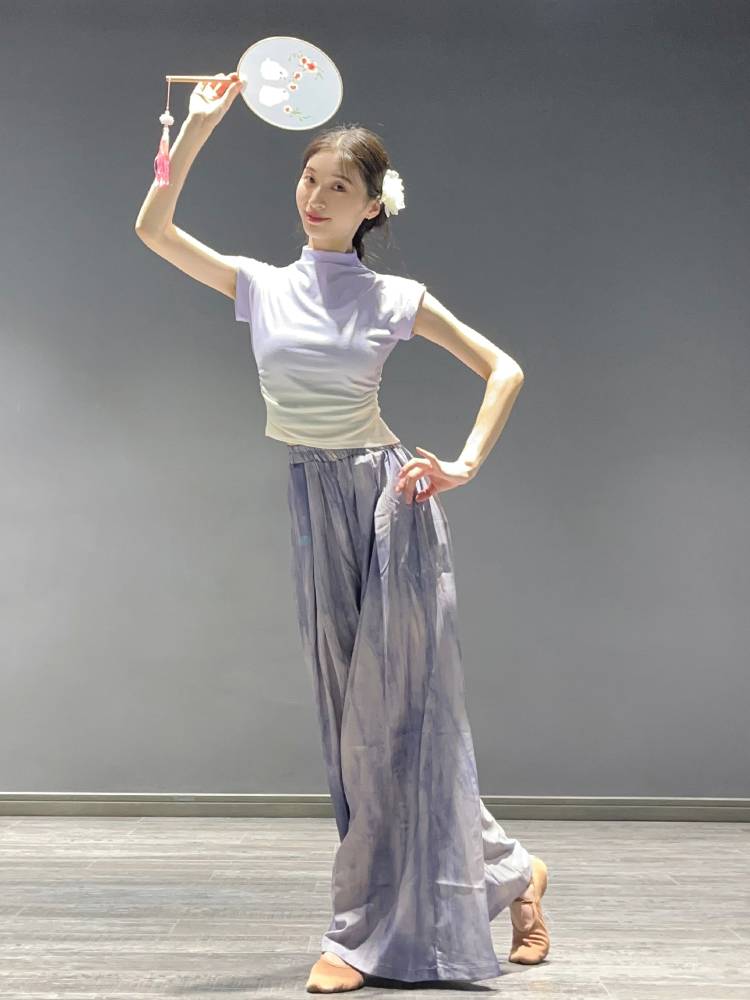 Modern dance service female Xia Gao's body gradient short -sleeved dance top classical dance exercise body training suit