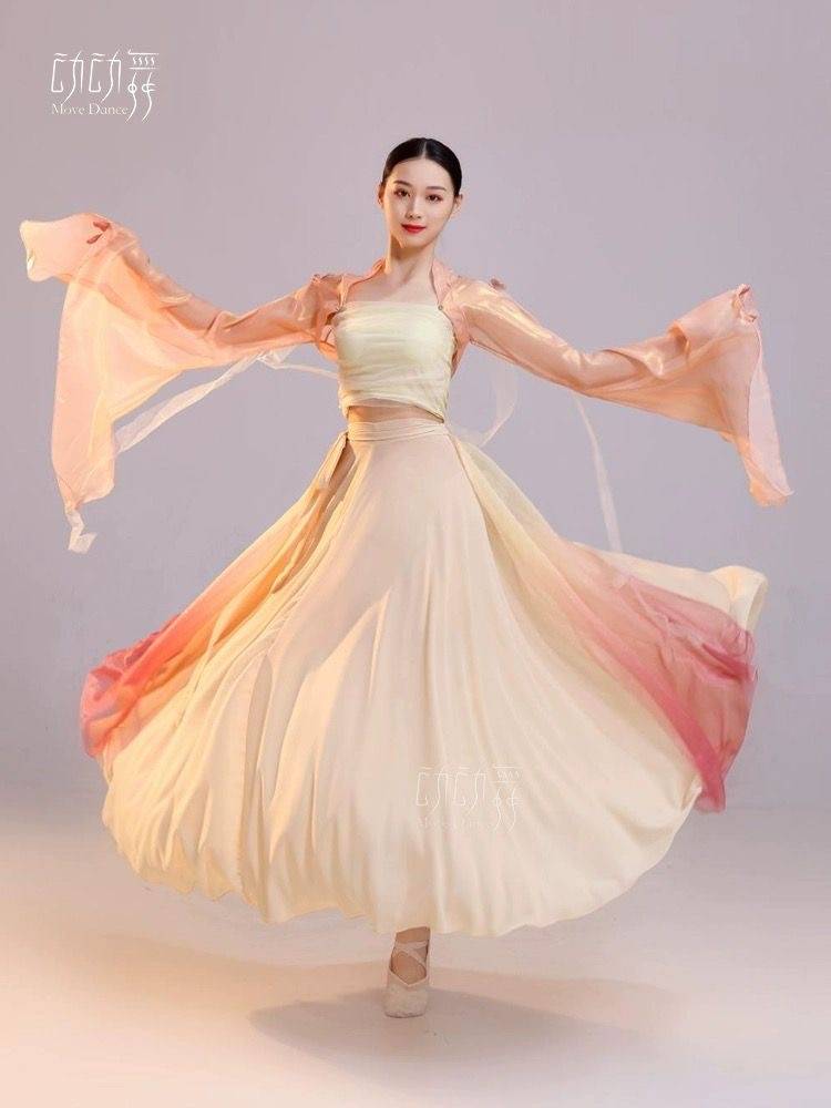 A large left -handed performance suit, Saito Mori Dance Dance Clothing Classical Practice Series Set Hanfu