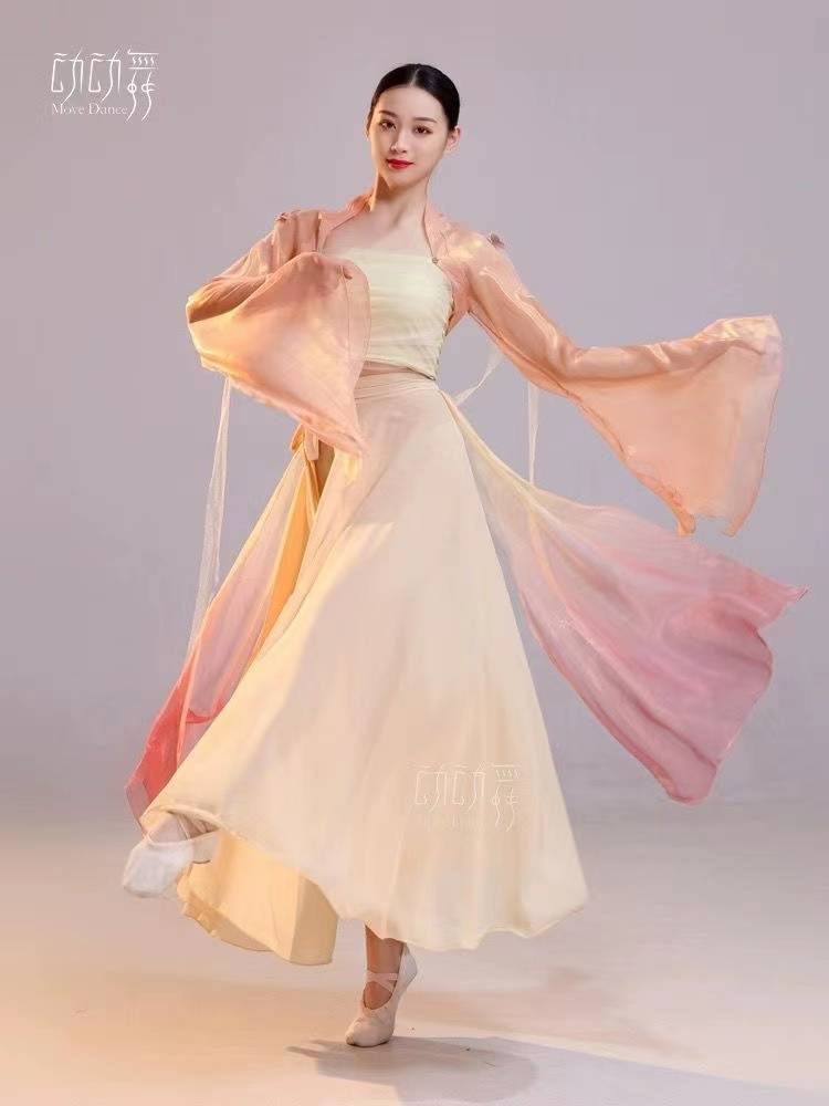 A large left -handed performance suit, Saito Mori Dance Dance Clothing Classical Practice Series Set Hanfu