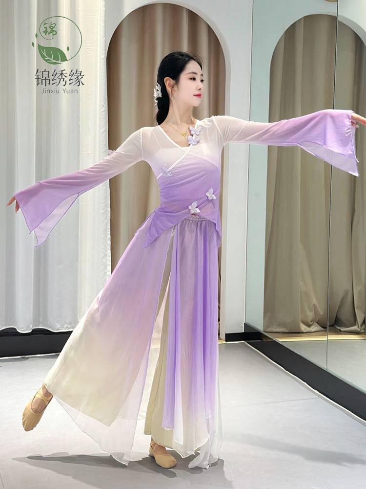 Classical dance clothing female body rhyme Gatey gauze butterfly top ancient style performance dance clothing fairy and elegant practice service