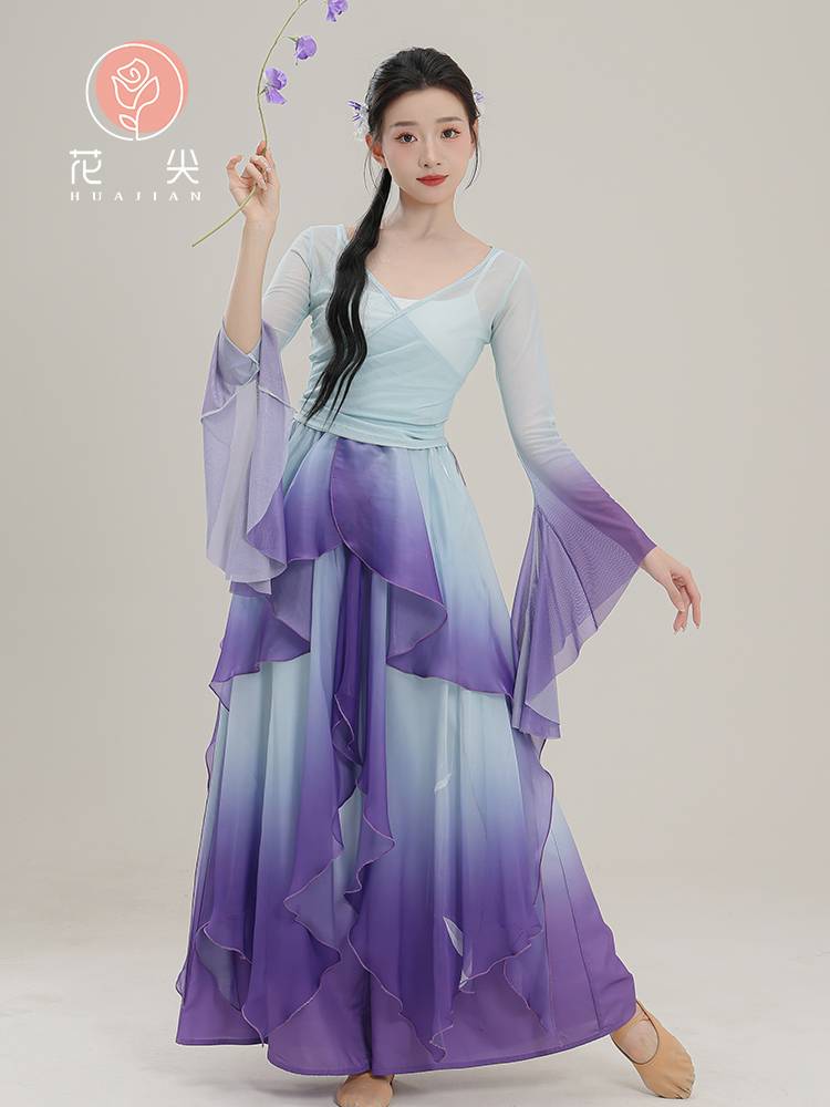 Huajian Classical Dance Gravity Gaunt Gradient Petal Pets Skirt Chinese Dance Clothing Clothing Dance Performance Performance Dress