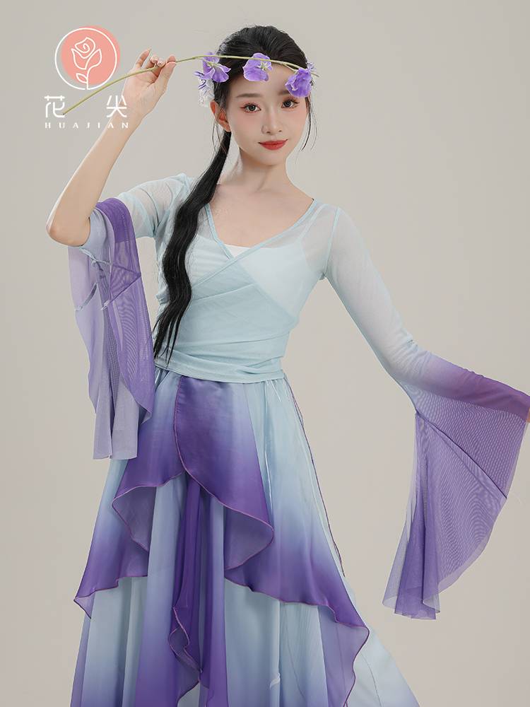 Huajian Classical Dance Gravity Gaunt Gradient Petal Pets Skirt Chinese Dance Clothing Clothing Dance Performance Performance Dress