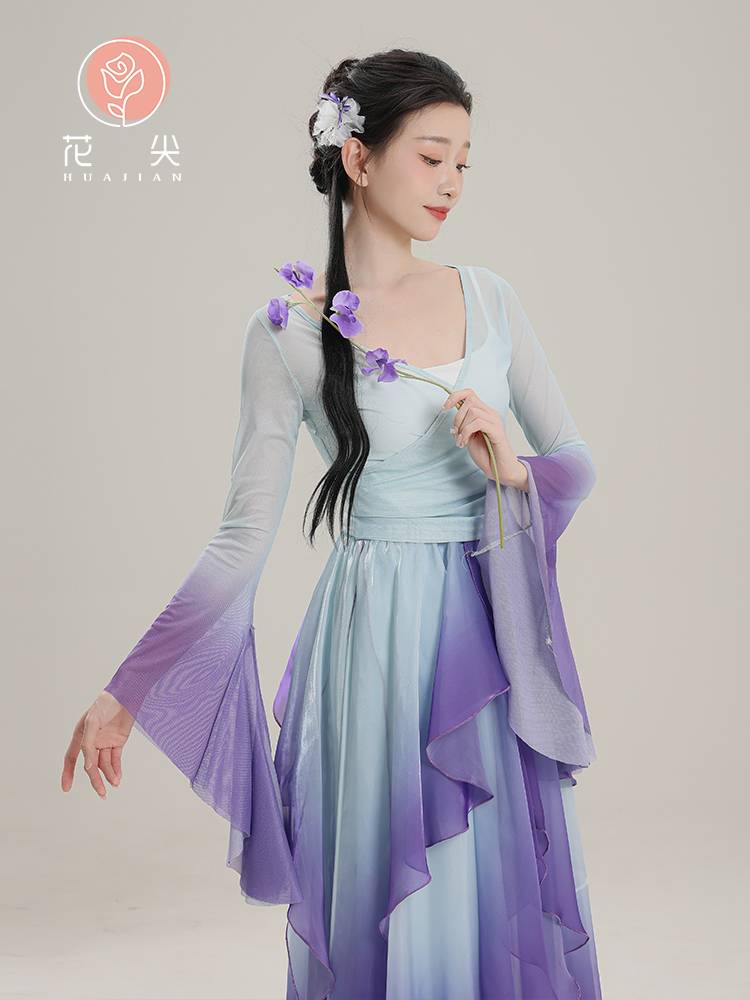 Huajian Classical Dance Gravity Gaunt Gradient Petal Pets Skirt Chinese Dance Clothing Clothing Dance Performance Performance Dress