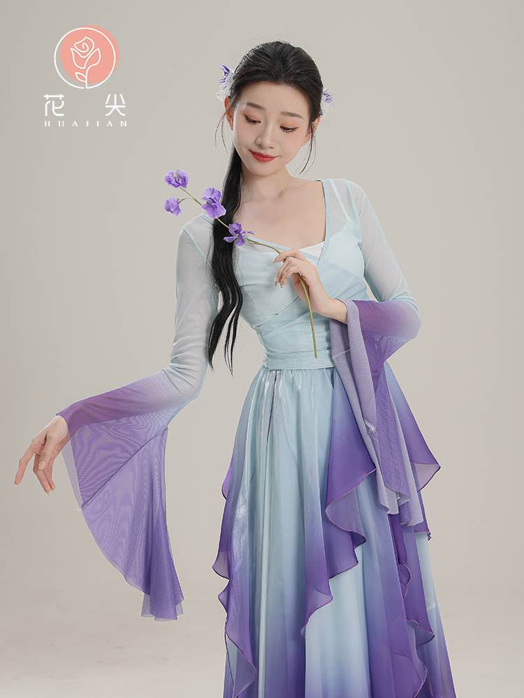 Huajian Classical Dance Gravity Gaunt Gradient Petal Pets Skirt Chinese Dance Clothing Clothing Dance Performance Performance Dress