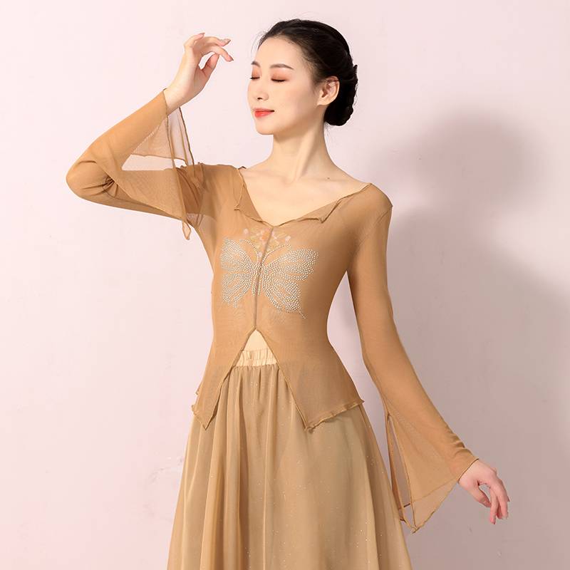 Classical dance hot drilling rhyme gauze Chinese dance service modern dance exercise clothes shape clothes jacket set