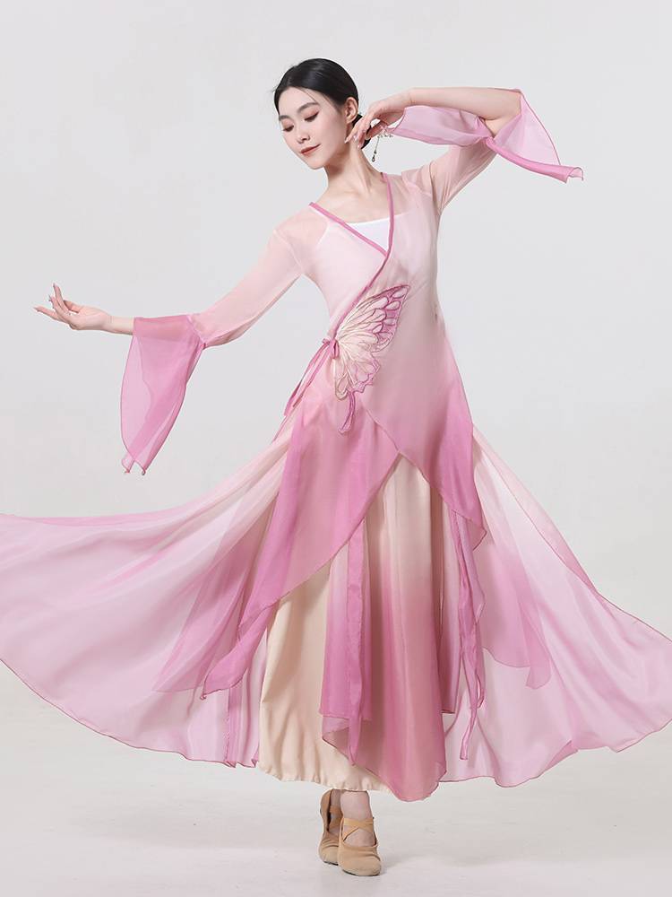 Classical dance clothing female elegant body rhyme gauze butterfly gradient foundation clothing clothing Chinese dance service performance service