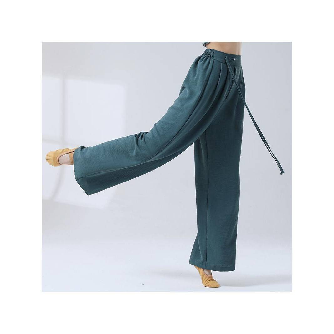 Modern classical dance exercise pants, loose ribbon wide -leg air pants daily wear muscle sensor, mountain pants dumpling pants