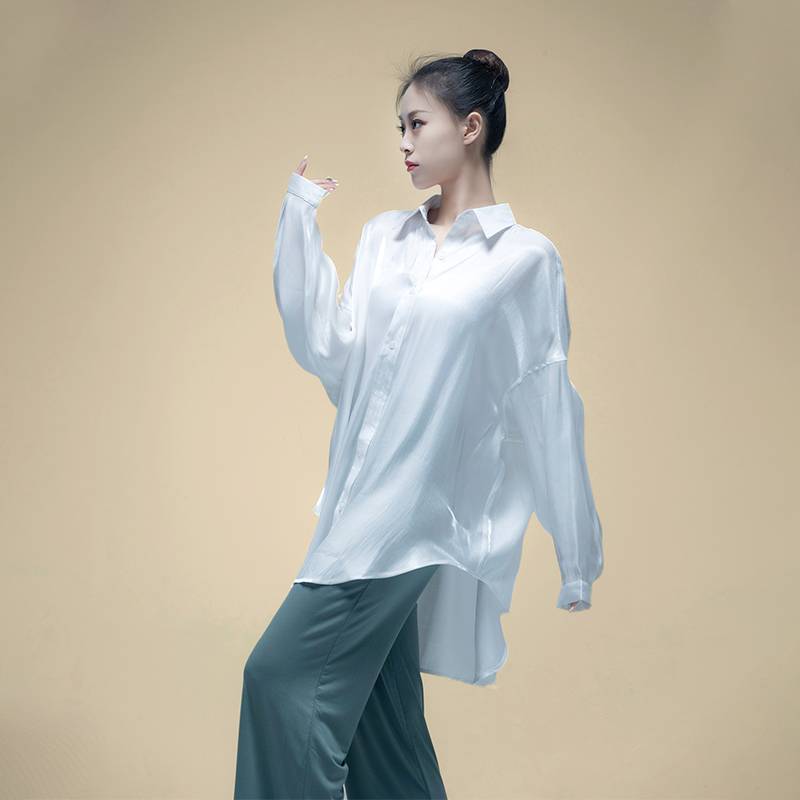 Modern dance lining female adult practitioner, loose high -level sense classical Chinese dance clothing shirt shape sports test