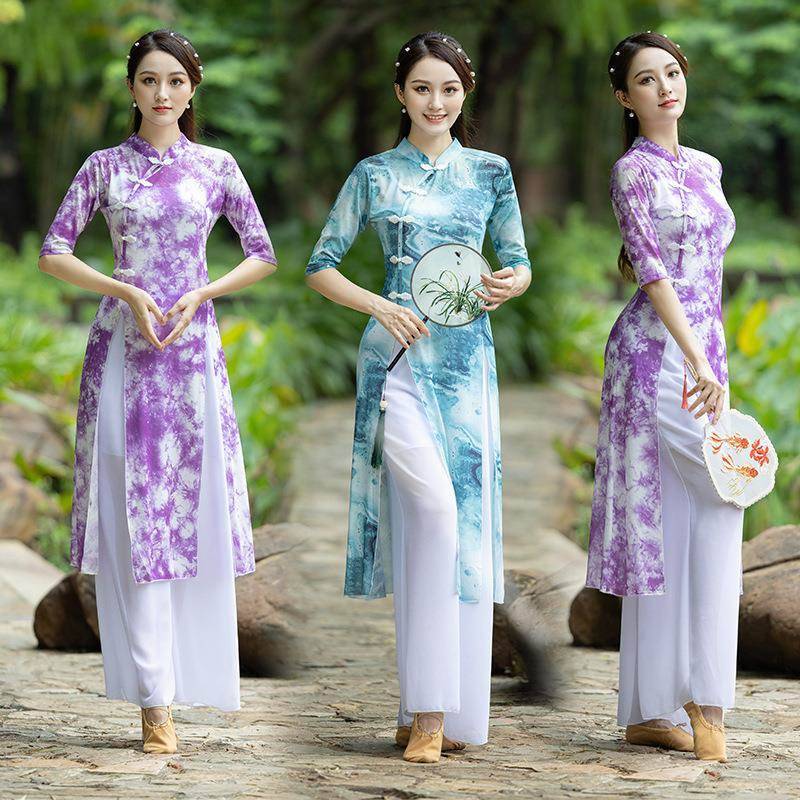 Square dance new classical dance ethnic dance cheongsam catwood catwalk body rhyme watch performance dance network gauze girl set