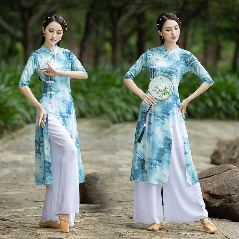 Square dance new classical dance ethnic dance cheongsam catwood catwalk body rhyme watch performance dance network gauze girl set