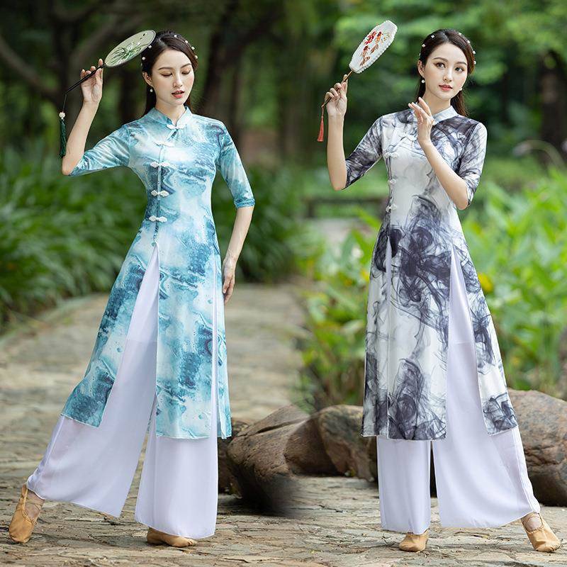 Square dance new classical dance ethnic dance cheongsam catwood catwalk body rhyme watch performance dance network gauze girl set