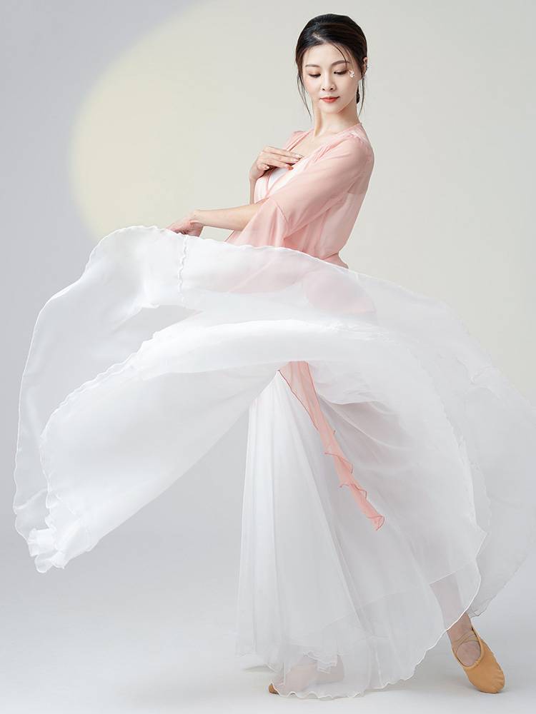 Classical dance watch performance clothing female new cardigan dance top white big skirt, elegant dance dance body rhyme gauze