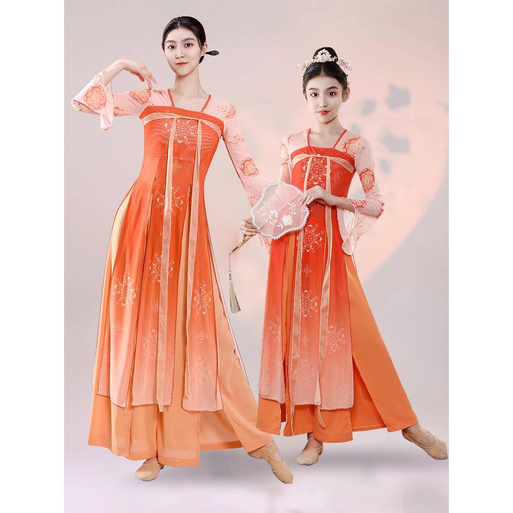 Classical Dance Performance Server Dance Ancient Wind Dance Dance Female Chinese Dance Cheongsam Long Sleeve Modern Dance Set