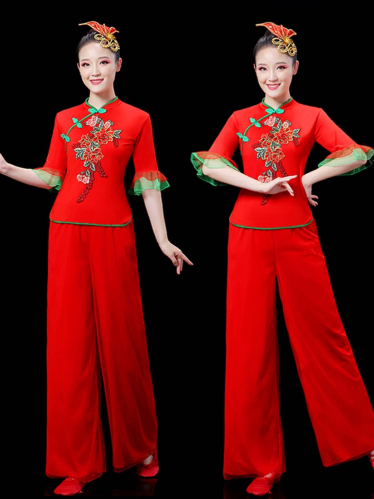 Square dance Yangge clothing female summer 2024 new set middle -aged and elderly national dance fan dance watch performance clothing