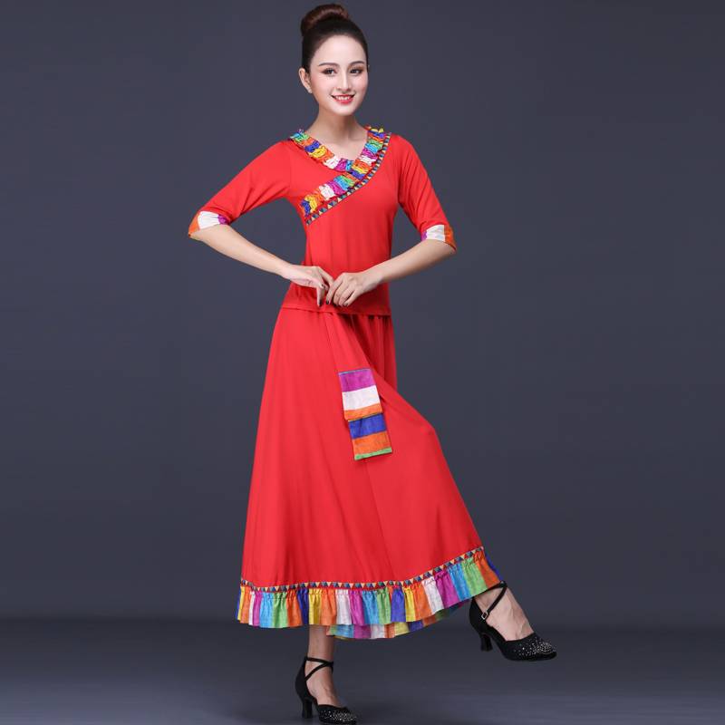 Tibetan dance costume plaza costume, 2024 new national style Mongol dress, adult