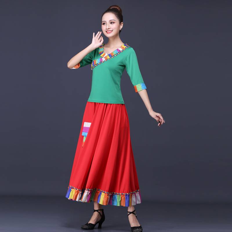 Tibetan dance costume plaza costume, 2024 new national style Mongol dress, adult