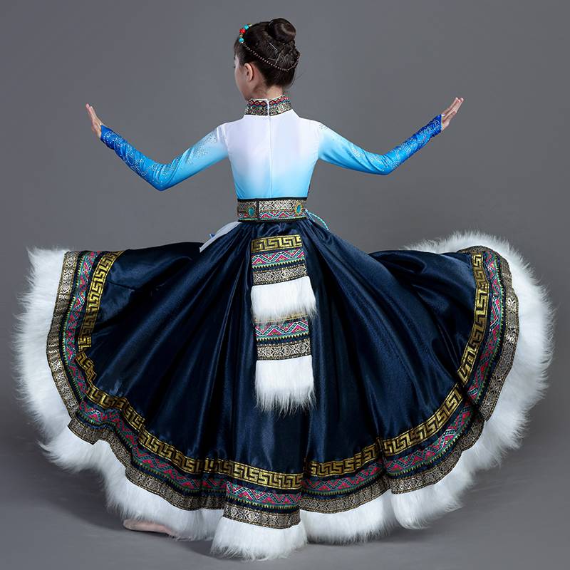New Tibetan dance performance clothing female minority stage performance clothing adult art test big skirt children's model
