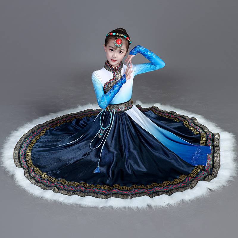 New Tibetan dance performance clothing female minority stage performance clothing adult art test big skirt children's model