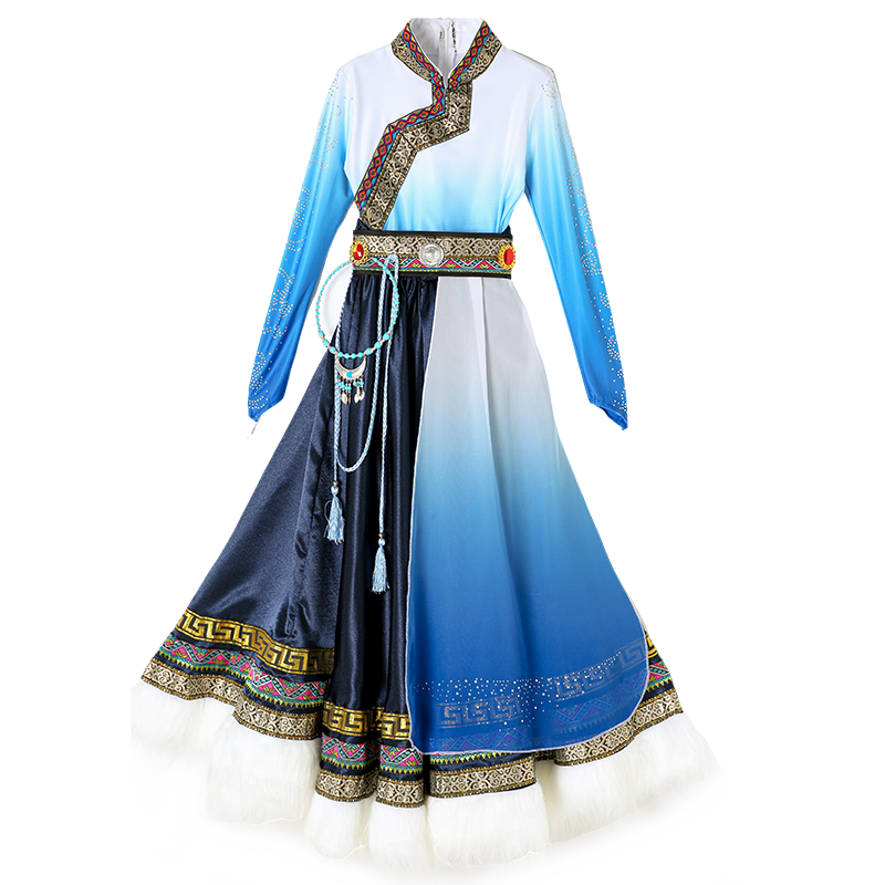 New Tibetan dance performance clothing female minority stage performance clothing adult art test big skirt children's model