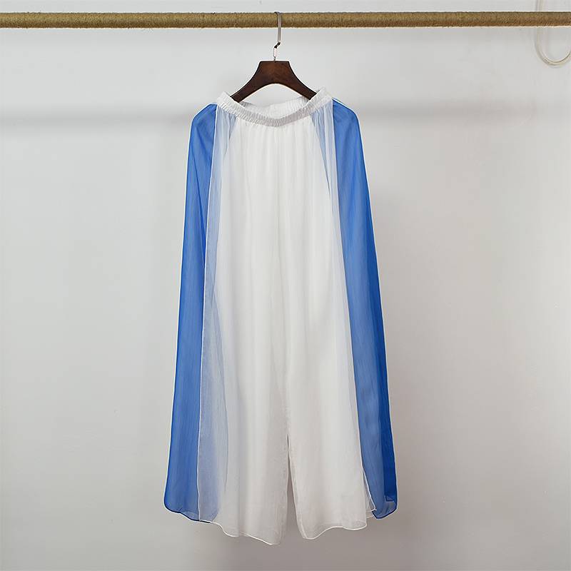 Dance service female classical dance performance clothing elegant contrasting split chiffon wide -leg pants Chinese style national dance exercise pants