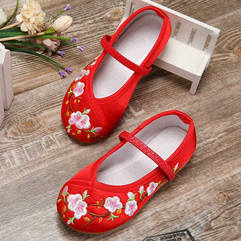 Hanfu girl embroidered flower shoes children old Beijing cloth shoes national style princess shoes ancient style performance dance performance shoes