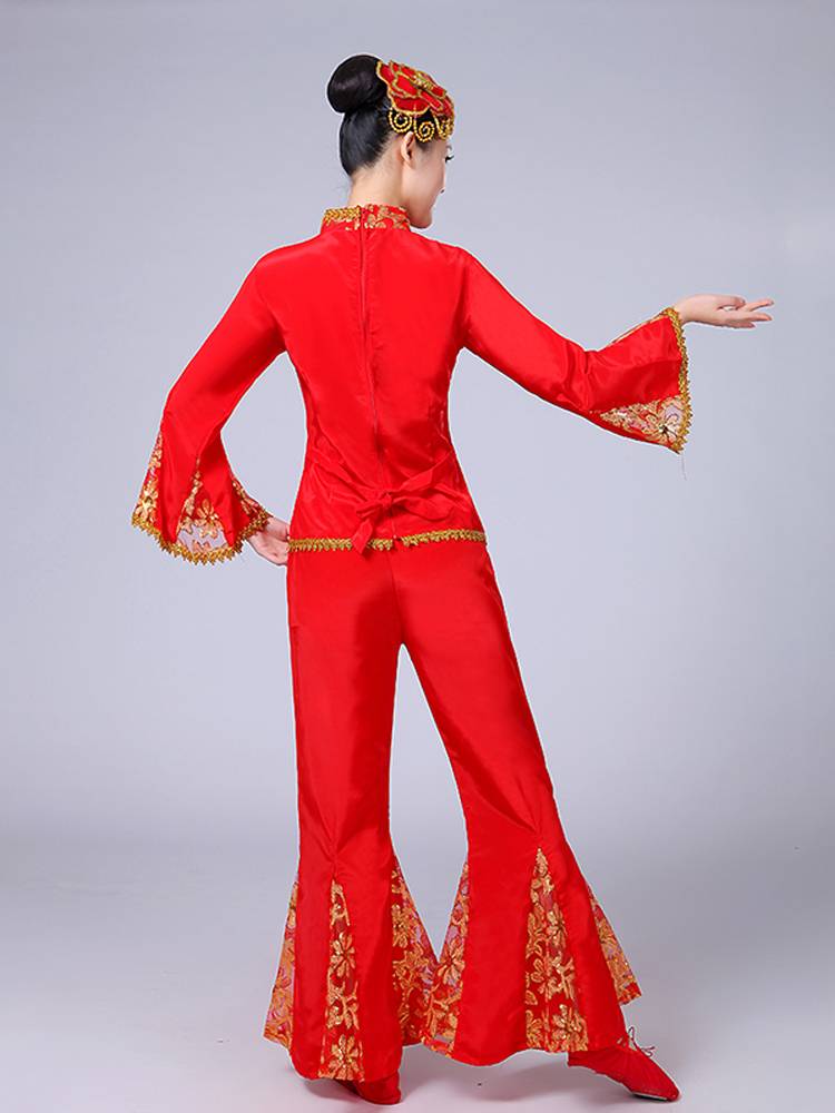 2024 new ethnic classical waist drum fan dance suits Yangge service women's adult square dance dance performance service