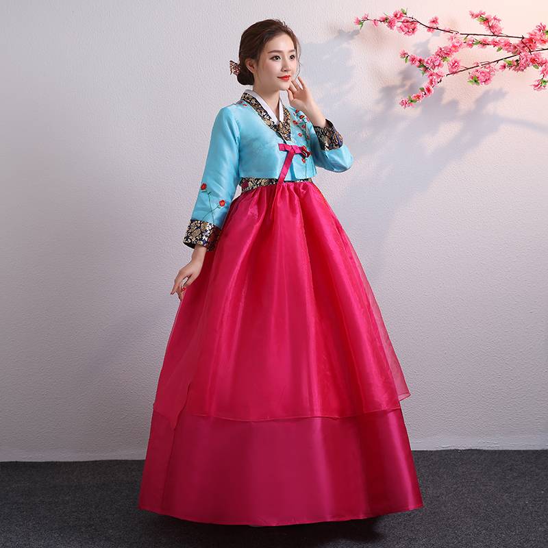 Korean girls' traditional national wedding dress, Korean dance stage show group costumes