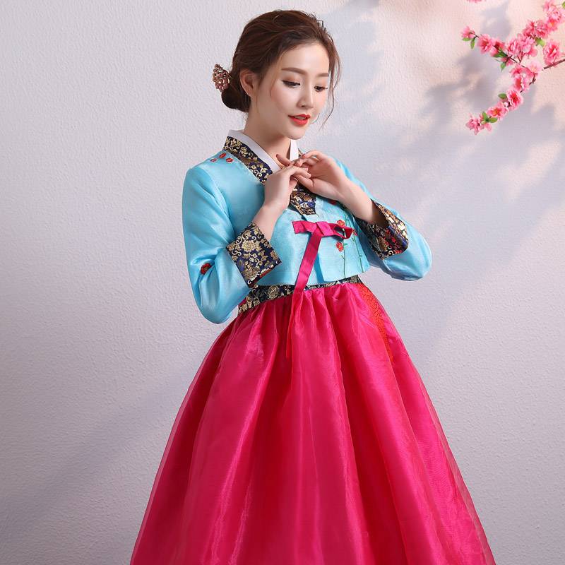 Korean girls' traditional national wedding dress, Korean dance stage show group costumes