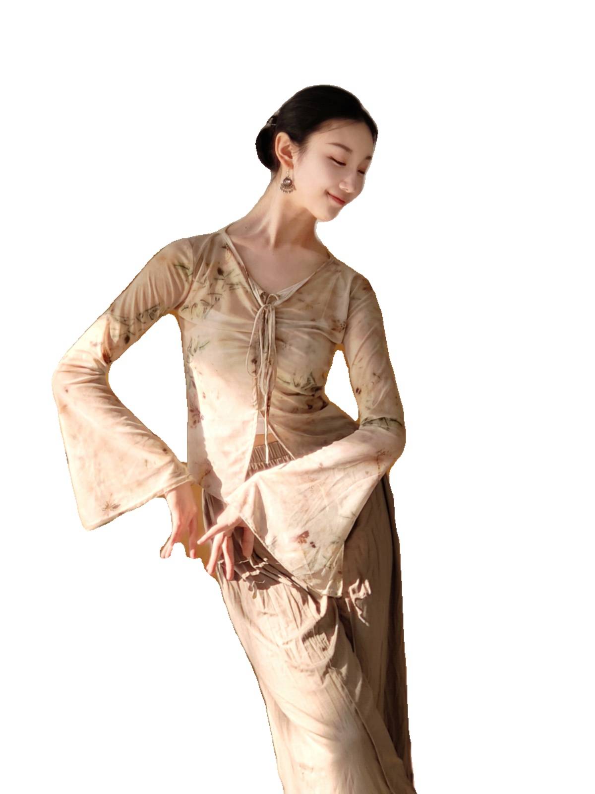 Classical dance clothing body rhyme gauze jacket Chinese dance nation dance clothing body top performance service national style practice