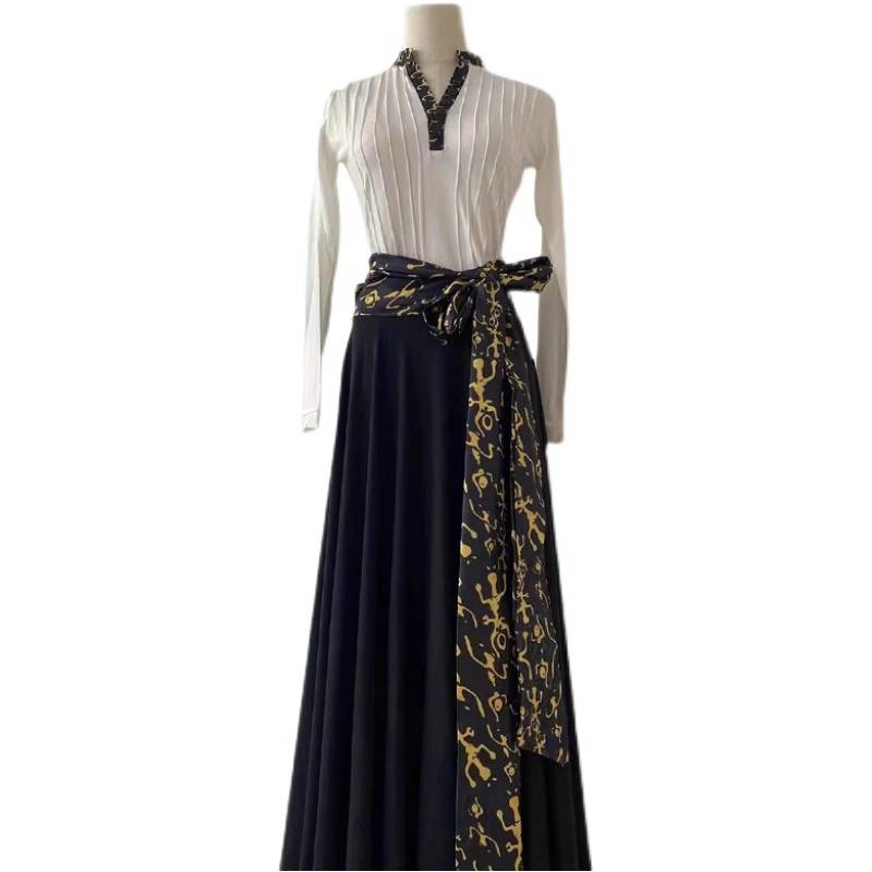 New Tibetan dance performance clothing minority Mongolian dance clothing adult student art test practice big skirt