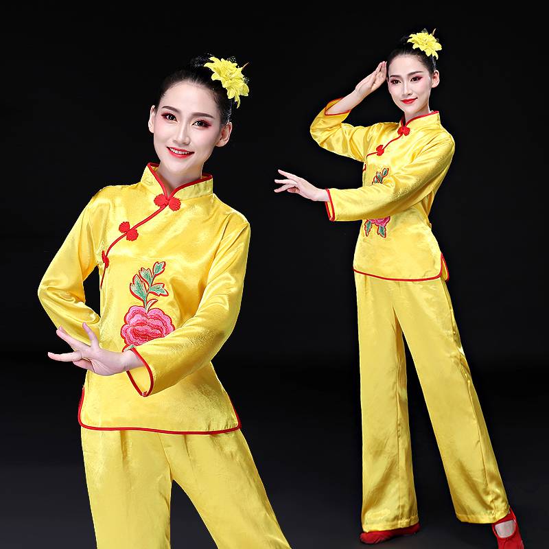 New Yangge service female adult national dance performance service middle -aged and elderly square dance waist drum clothing fan dance autumn and winter