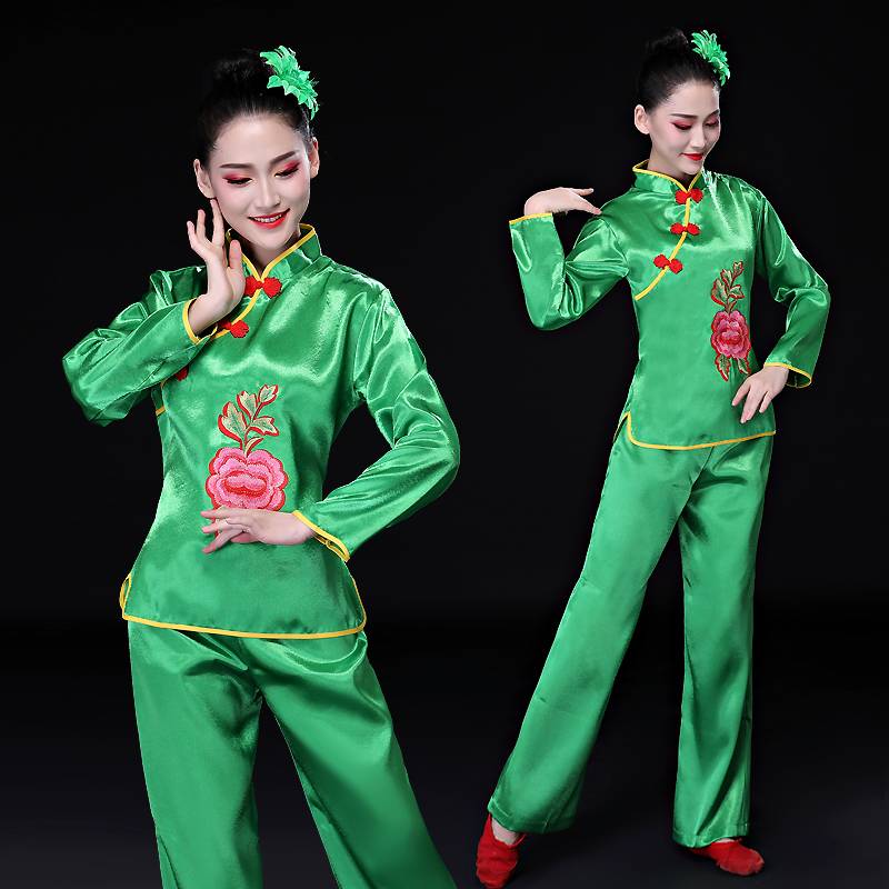 New Yangge service female adult national dance performance service middle -aged and elderly square dance waist drum clothing fan dance autumn and winter