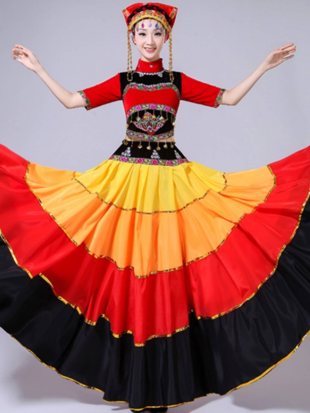 Yi dance performance clothing ethnic minority ethnic minority dance dance big skirts, stagnation festival dance big skirt chorus clothes