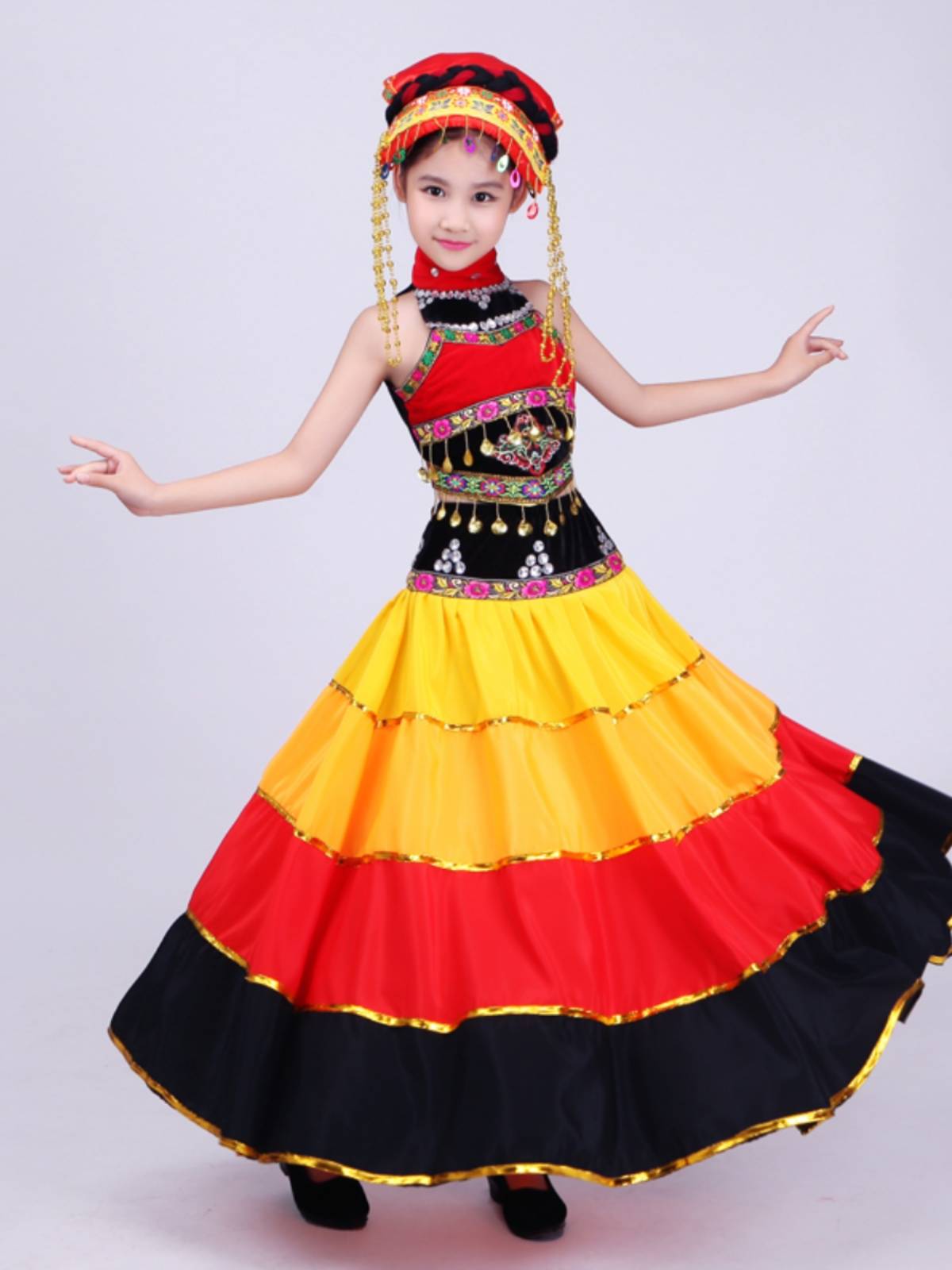 Yi dance performance clothing ethnic minority ethnic minority dance dance big skirts, stagnation festival dance big skirt chorus clothes