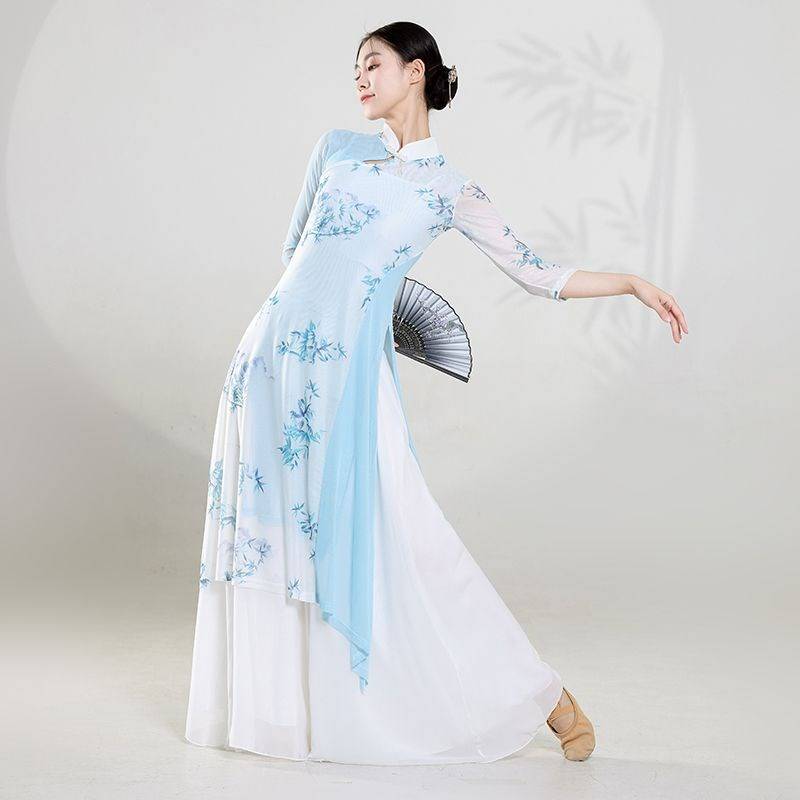 Net red new classical dance cheongsam new top jacket elastic gauze practice service Chinese dance nation performance autumn