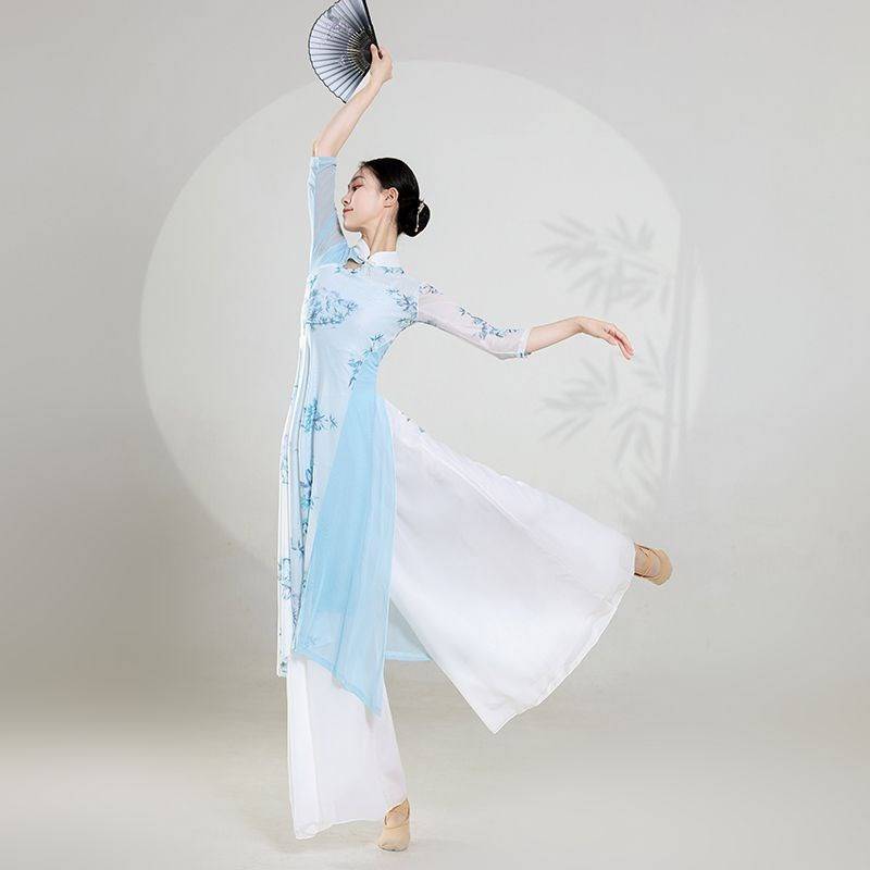 Net red new classical dance cheongsam new top jacket elastic gauze practice service Chinese dance nation performance autumn