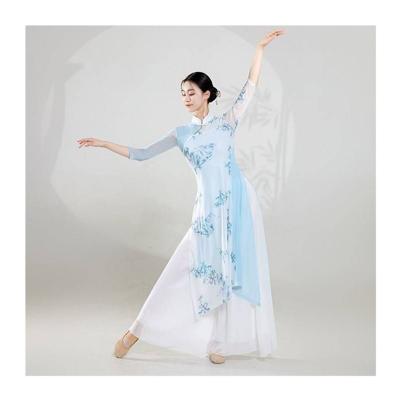 Net red new classical dance cheongsam new top jacket elastic gauze practice service Chinese dance nation performance autumn