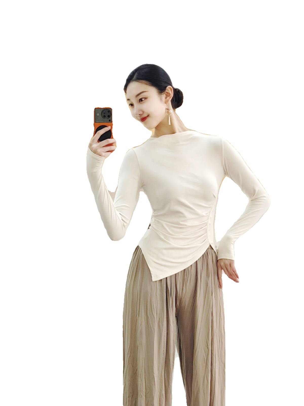 Modern dance exercises Classical dance clothing slimming thin tops autumn and winter new Chinese dance country style practice service