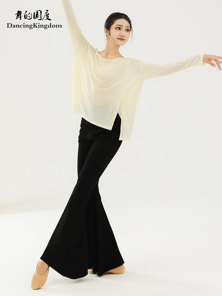 Modern dance body rhyme dance service adult long -sleeved top female shape exercise skills, classical dance country style test show