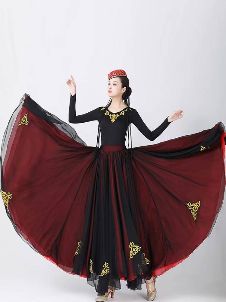 Xinjiang Dance Performance Server Big Skirt Female Victoria Dance Dance Art Test Practice Box Skirt National Dance Performance Service