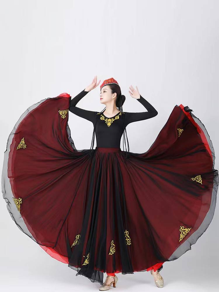 Xinjiang Dance Performance Server Big Skirt Female Victoria Dance Dance Art Test Practice Box Skirt National Dance Performance Service