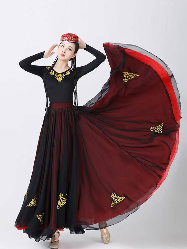Xinjiang Dance Performance Server Big Skirt Female Victoria Dance Dance Art Test Practice Box Skirt National Dance Performance Service