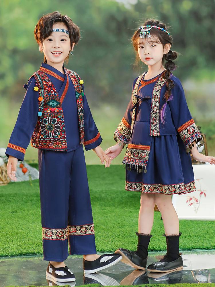 Children's Zhuang Miao Hani Baby Princess Performance Services Minority Clothing Boys Dance Performance Summer