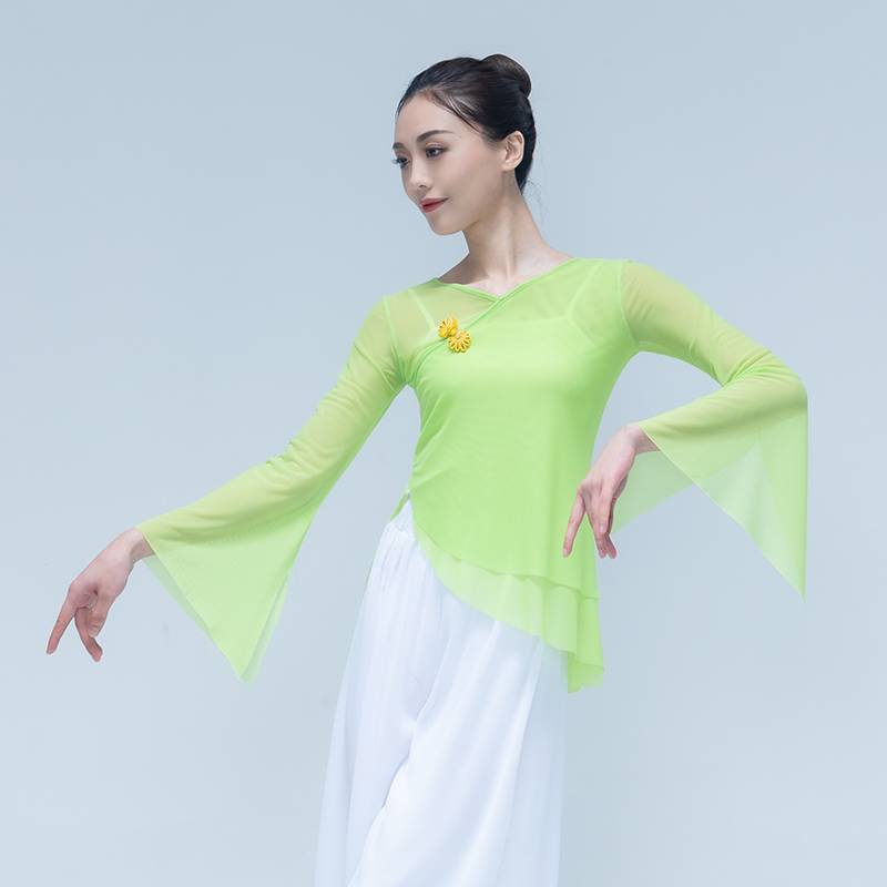 Classical dance body rhyme yae Modern dance exercises, loose long -sleeved female top national stage mesh performance service