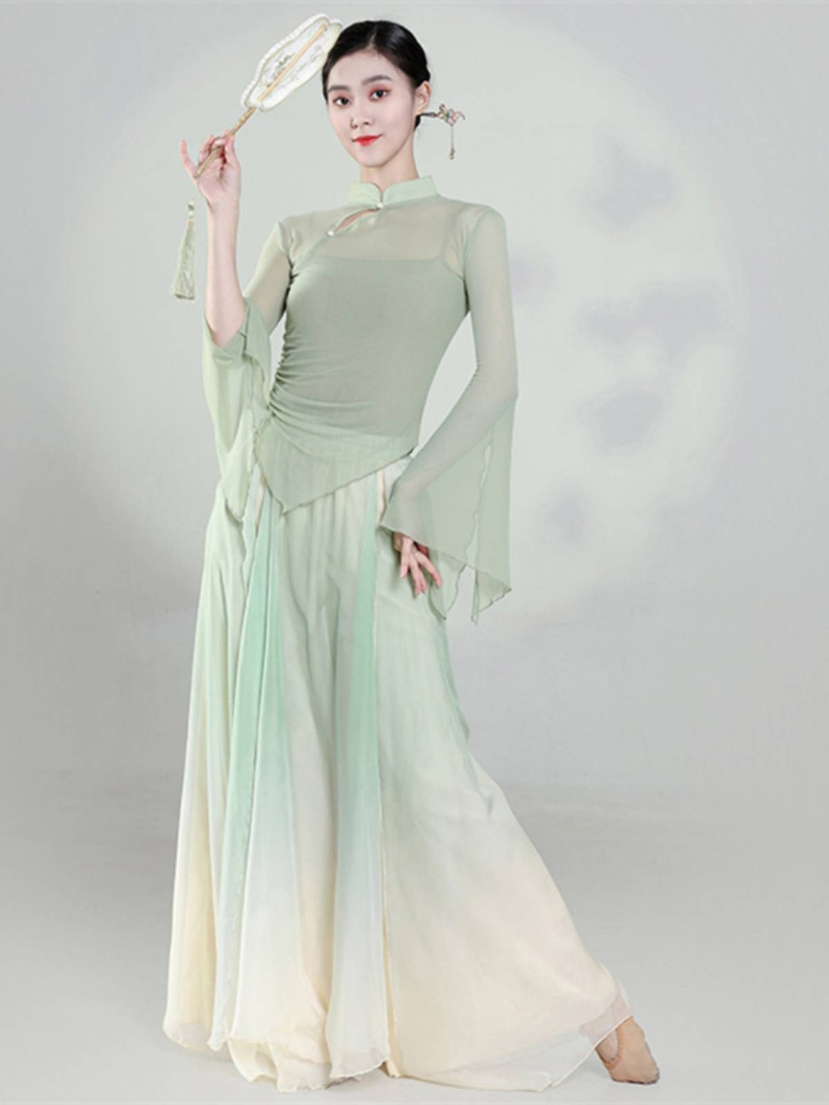 Classical dance cheongsam dance clothing elastic nets yarn yae -lesions practice service Chinese dance national dance showed clothing set women